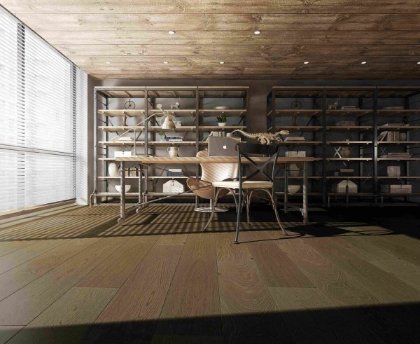 Modern living room featuring Fontaine Brown Oak Premium Oak Flooring